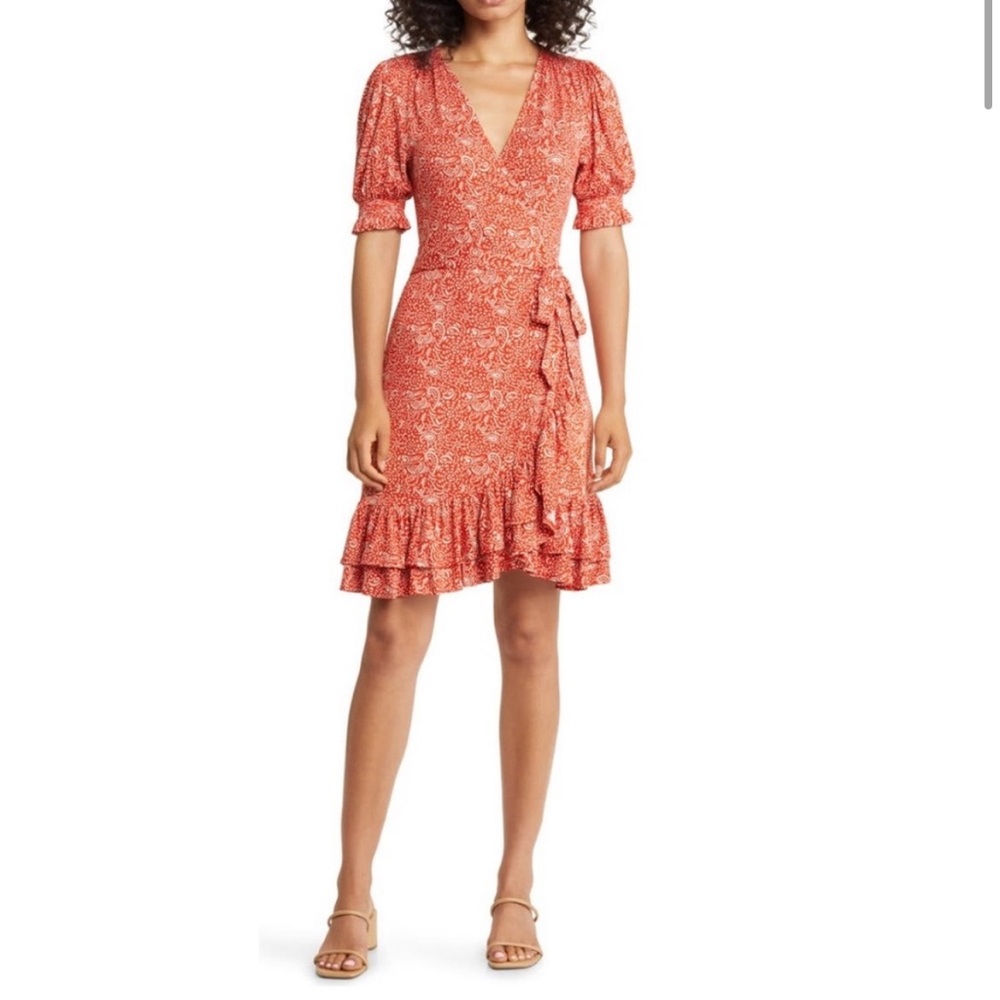 Boden Vermilion Azure Pop Ruffle Jersey Dress Size 4